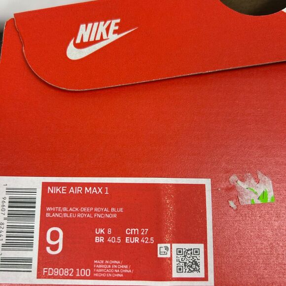 NIB Nike Air Max 1 Deep Royal Blue FD9082-100 Men's 9 New with Box - Picture 8 of 8